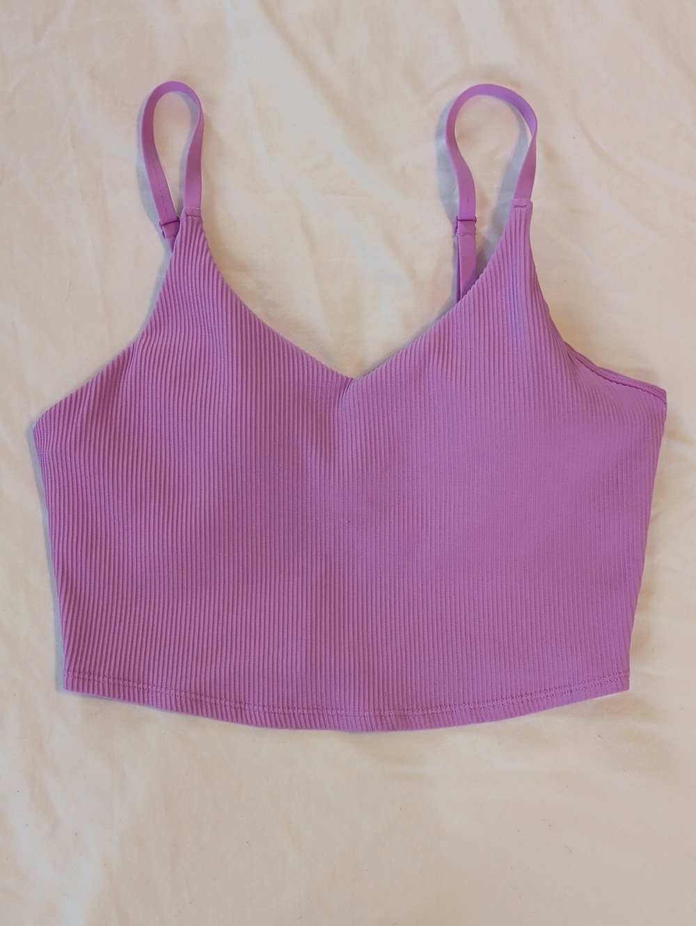 Athleta Light Purple Ribbed Sports Tank / Bra - Medium (Lilac)